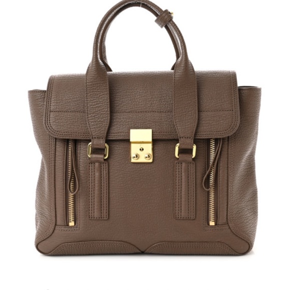 3.1 Philip Lim - Textured Calfskin Medium Pashli Satchel Taupe - Picture 1 of 9